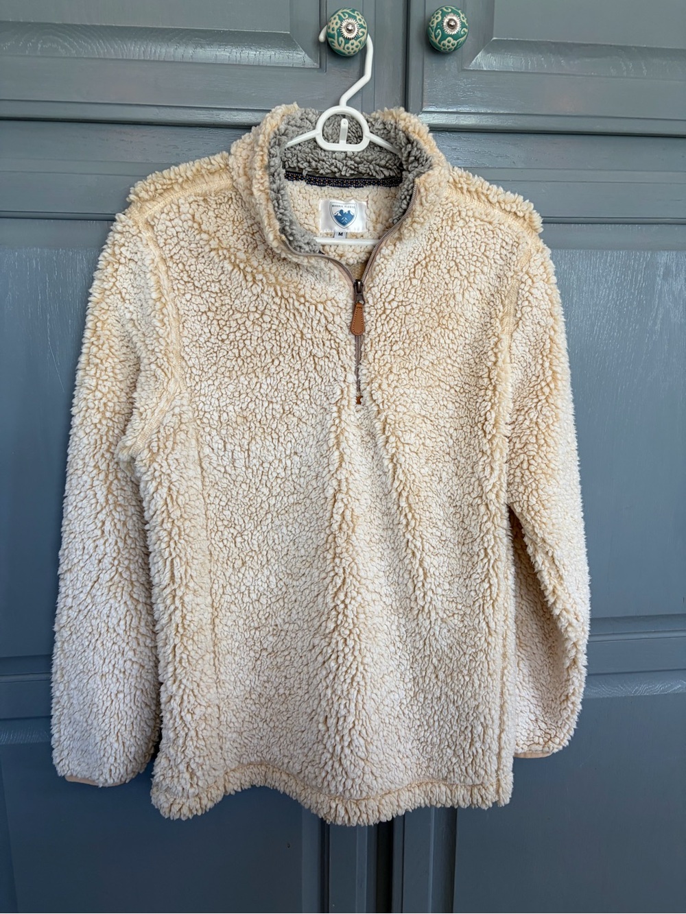 Women's Cream Sherpa Quarter-Zip Pullover Jacket